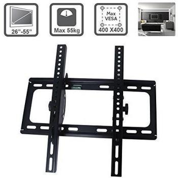 Soporte de montaje en pared de TV de inclinaciš®n THG para la mayoršªa de la pantalla LCD de plasma de 26-55 pulgadas de pantalla de plasma con VESA hasta 400X400mm, capacidad de carga de 110 libras, con nivel de burbuja
