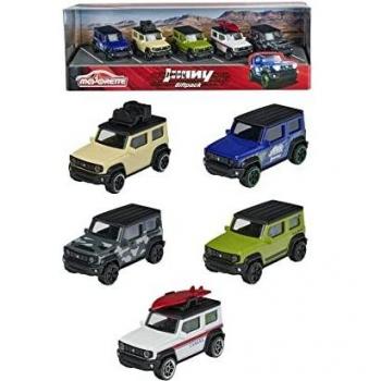 Majorette- Set de 5 Coches Suzuki Jimny 7,5cm, Fabricados en Metal Fundido a Alta Presión, Apto a partir de 3 años, Color