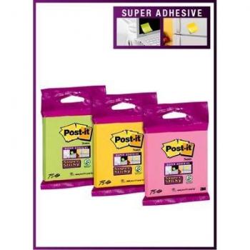 Post-it Super Sticky Blister 90 hojas 76x76mm surtido