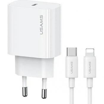 Cargador USB-C 20W con Cable Lightning 30W Usams Blanco
