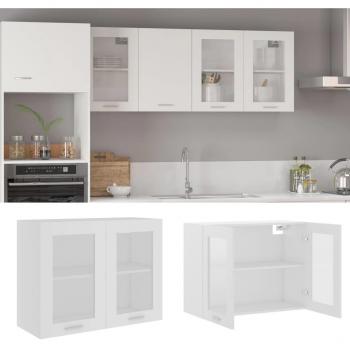 Hanging Glass Cabinet White 80x31x60 cm Engineered Wood