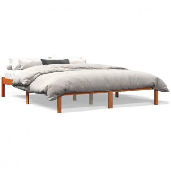 Cama solar sin colchón de madera maciza de pino marrón cera 150x200 cm