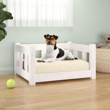 Cama para perros de madera maciza de pino blanca 55,5x45,5x28 cm
