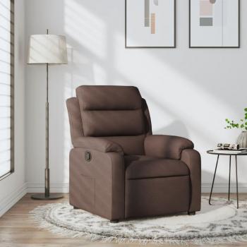 Sillón reclinable marrón oscuro en tela con mecanismo de reclinación, estructura resistente, tapizado en tela suave y cómoda, ideal para sala de estar o cine en casa