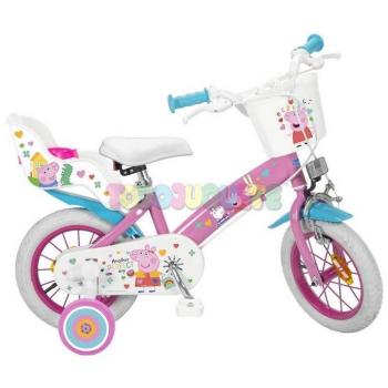 Bicicleta Infantil Peppa Pig 12 Pulgadas Rosa con Cesta y Portamuñecas Toimsa 1295