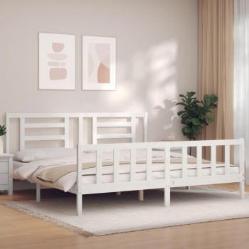 Cabecero de cama blanco de madera maciza Super King Size Vidaxl