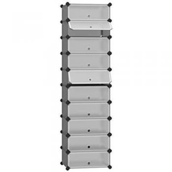 Zapatero modular con 10 compartimentos, caja de zapatos gris, dimensiones 40 x 30 x 17 cm