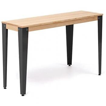 Consola Lunds 110x39x75cm Negra en Madera Maciza con Acabado Natural Estilo Nórdico Industrial