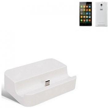 Dock USB Micro adecuado para el THL T6C, blanco | estación de carga incluyendo el cable USB 2.0 cable de datos / cargador, la horquilla del muelle de escritorio cargador universal adecuado para el teléfono móvil para smartphones con conector micro USB,