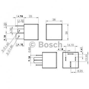 Relé BOSCH 0 986 AH0 082 - Relé de trabajo 12V, 70A, IP5K4, rango de temperatura -40° a 125°, con 4 pines para VW, AUDI