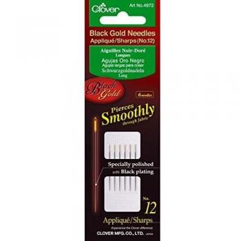 Clover Black Gold AppliqueSharps Needles Size 12