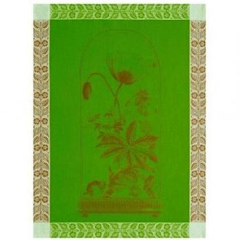 Le Jacquard Francais Collection - diseño floral Curiosités - paño de cocina - Vert Pré - 80 x 60 cm