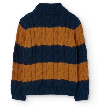 Boboli Jersey de niño tricotosa listado con rayas y cuello solapa