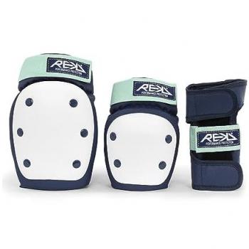 Conjunto de Protecciones Rekd Heavy Duty 3 Pack (Rodilleras, Coderas y Muñequeras) para Adulto - Color Azul y Menta - Protección para Skateboard, Patines, Bici y Otros Deportes de