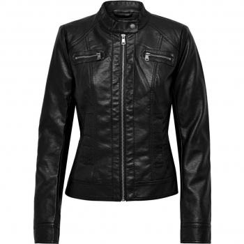 Chaqueta de cuero sintético para mujer Only Bandit Faux Leather Biker Otw Noos, color negro, estilo biker