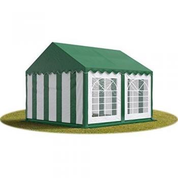 Carpa para fiestas TOOLPORT 4x4 m, lona PVC 700 N, impermeable, verde-blanco