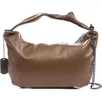 Bolso de mano Armo FIRENZE ARTEGIANI en piel de cabra auténtica fabricado en Italia - Color Taupe Oscuro