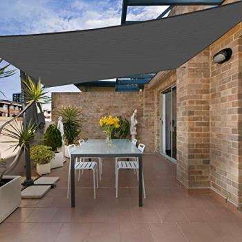 HENG FENG Toldo Vela de Sombra Impermeable Rectangular 2x3m Poliéster Protección Rayos UV Intemperie para Patio Exteriores Jardín Color Antracita