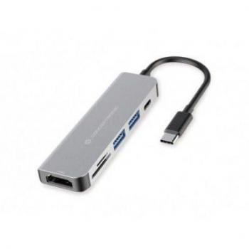 Docking Station USB-C 6 en 1 con HDMI, 2xUSB-A, SD, TF y carga de 100W - Aluminio