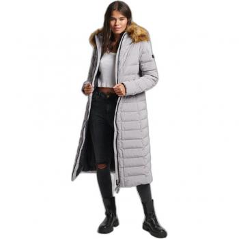 Superdry Women's Long Arctic Puffer Coat - Light Grey, Size 36/XS/8 UK
