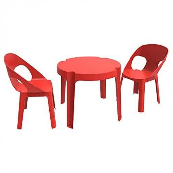 Set Rita 2+1 Infantil Silla-Mesa Interior y Exterior Color Rojo - Garbar