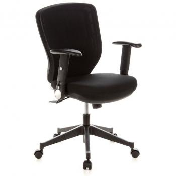 hjh OFFICE 653610 Silla de Oficina Traffic 10 Tela Negro, Silla giatoria, Apoyabrazos Ajustables en Altura y rebatibles