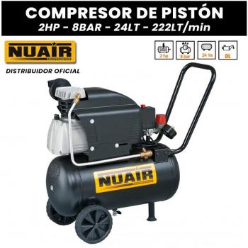 Compresor de pistón Nuair FC2/24S 2CV 24L 8 Bar
