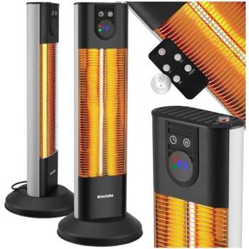 Calefactor Eléctrico Infrarrojo Tectake Solaris Terra 1500W con Pantalla LED, Temporizador, 3 Niveles de Potencia, Control Remoto y Aluminio Inoxidable - Bajo Cons