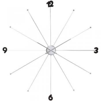 Kare Design Reloj de pared metálico, Plateado, 100x100x6cm