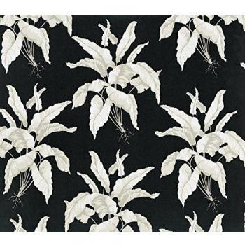 Equipo DRT Casablanca 17981 - Papel pintado con dibujo vegetal, con hojas, color negro, 1 rollo