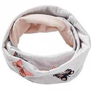 VERTBAUDET Snood para niña con mariposas bordadas GRIS CLARO JASPEADO 6/8A