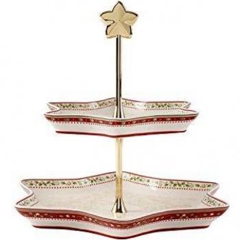 Etagere de Navidad Villeroy & Boch Winter Bakery Delight con diseño de acebo
