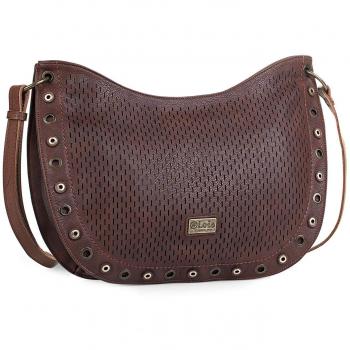 Lois - 96370 Bolso Bandolera Ajustable para Mujer. Cierre con Cremallera. Bolsillo Exterior detrás. Piel sintética Polipiel, Color Marron