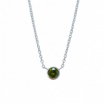 Gargantilla Plata Ley 925m Mujer Cadena Forzada Colgante Circonita Verde 5mm