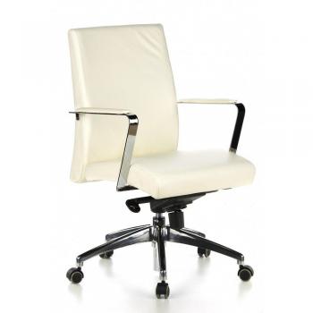 hjh OFFICE 600310 silla de oficina BAROLO 10 cuero color marfil, con apoyabrazos, buen acolchado, cromado, inclinable, sillón