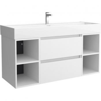 Mueble de baño Bequia con Lavabo Roma y 2 Coquetas, dimensiones 120x45x66 cm, color blanco