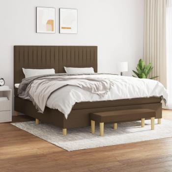Cama box spring suave con colchón marrón oscuro 180x200 cm Tela Vidaxl