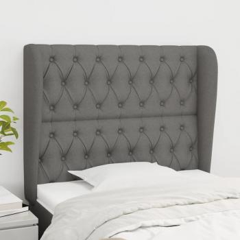 Cabecero con orejas de tela gris oscuro 93x23x118/128 cm vidaXL
