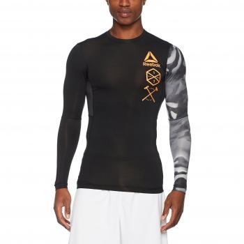 Reebok Actvchl LS Grphc Comp Camiseta de Manga Larga, Hombre, Negro