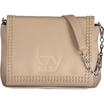 Byblos Beige Chain-Handle Shoulder Bag with Contrasting Details, Byblos, Shoulder Bags, female, Beige, Size: ONE SIZE Beige Polyurethane Handbag with Shoulder Handle and Removable Strap