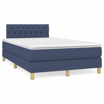 Cama box spring con colchón tela azul 120x190 cm Azul