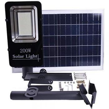 JANDEI - Farola LED 200W Solar Exterior IP65 Panel Orientable 120 LEDS 3500 Lúmenes 6000K Blanco Frío Batería Ion-Litio