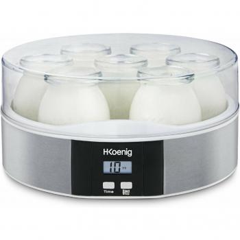 Yogurtera Hkoenig 15 W - Electrodomésticos para Tu Hogar, capacidad para hacer hasta 1.5 litros de yogur, incluye 7 tarros de vidrio con tapa, temporizador ajustable, fácil de usar