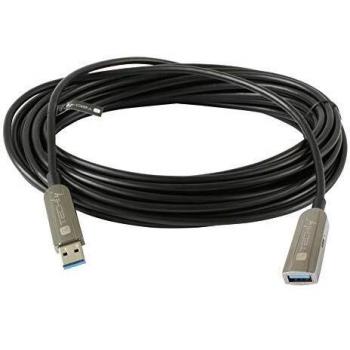 Cable de extensión USB 3.0 activo A-A de fibra óptica, 50 m, negro