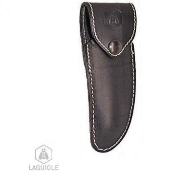LAGUIOLE funda cuero de vaquilla negra - forma curva, guarnicionero picadura.da