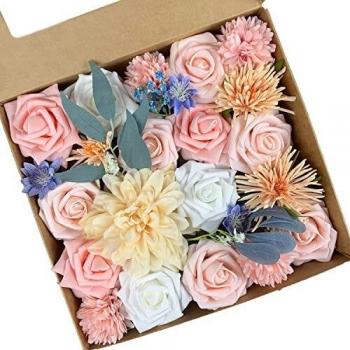 Roqueen Flores Artificiales Seda Flores Falsas para DIY Ramos de Boda Centros de Mesa Fiesta Nupcial Fiesta de Bebe Casa Decoraciones