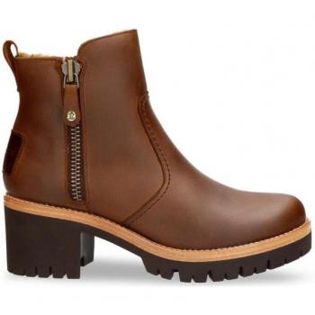 Panama Jack Women's Pauline B9 Brown Leather Waterproof Heeled Ankle Boots