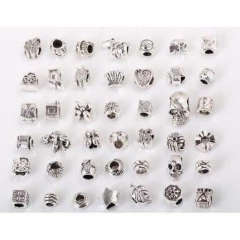 40 cuentas de plata Accesorios de Joyería para DIY Pulseras y Collares 5mm