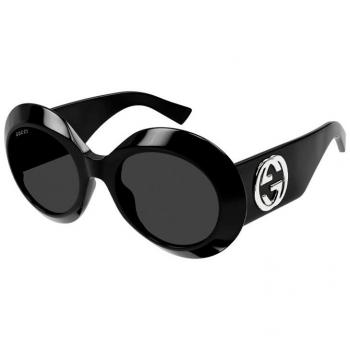 Gucci GG1647S Women's Round Trendy Urban Sunglasses - Black, 54mm