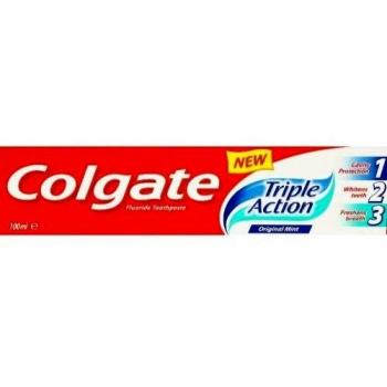 Pasta Dental Colgate Triple Acción con Flúor Menta Original 100 ml - Paquete de 3